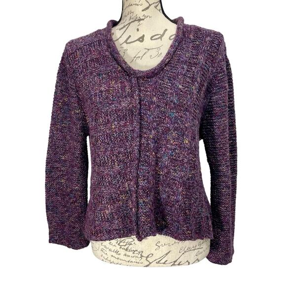 Habitat I Clothes to Live In Purple Marled Knit Scoop Neckline Sweater Sz Small - Picture 1 of 11
